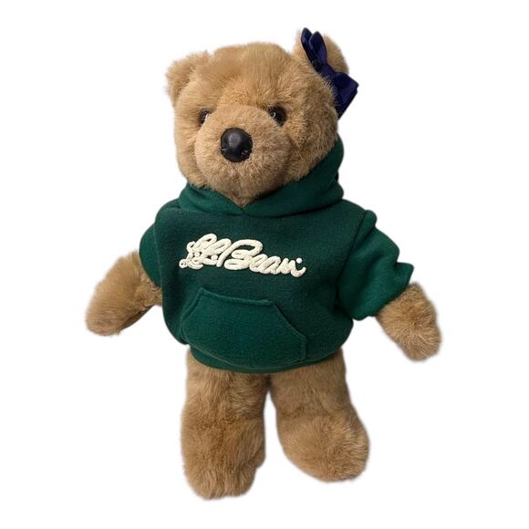 VTG LL Bean Ellie TEDDY BEAR 15” Plush In Green Hoodie Sweatshirt Stuffed Animal - Picture 6 of 11